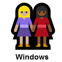 Women Holding Hands: Medium-Light Skin Tone, Medium-Dark Skin Tone on Microsoft Windows