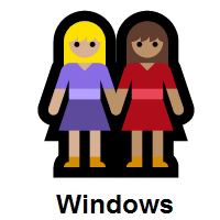 Women Holding Hands: Medium-Light Skin Tone, Medium Skin Tone on Microsoft Windows
