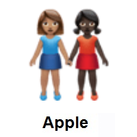 Women Holding Hands: Medium Skin Tone, Dark Skin Tone on Apple iOS