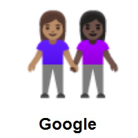 Women Holding Hands: Medium Skin Tone, Dark Skin Tone on Google Android