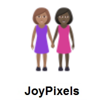 Women Holding Hands: Medium Skin Tone, Dark Skin Tone on JoyPixels