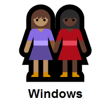 Women Holding Hands: Medium Skin Tone, Dark Skin Tone on Microsoft Windows