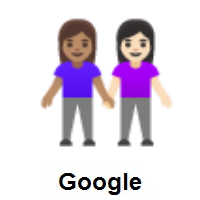 Women Holding Hands: Medium Skin Tone, Light Skin Tone on Google Android
