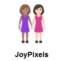 Women Holding Hands: Medium Skin Tone, Light Skin Tone on JoyPixels