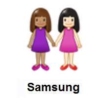 Women Holding Hands: Medium Skin Tone, Light Skin Tone on Samsung
