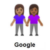 Women Holding Hands: Medium Skin Tone, Medium-Dark Skin Tone on Google Android