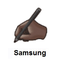 Writing Hand: Dark Skin Tone on Samsung