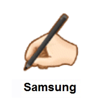 Writing Hand: Light Skin Tone on Samsung