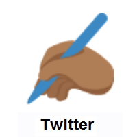Writing Hand: Medium-Dark Skin Tone on Twitter Twemoji