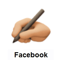 Writing Hand: Medium-Light Skin Tone on Facebook