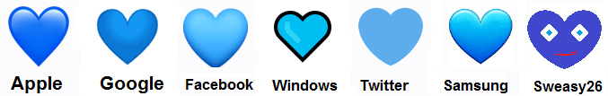 Coração Azul sobre a Apple, Google, Facebook, Windows, Twitter, Samsung e Sweasy26