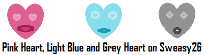 Pink Heart, Light Blue Heart and Grey Heart on Sweasy26