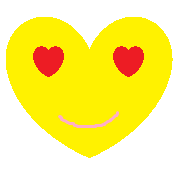 inima galbenă cu ochi de inimă roșie