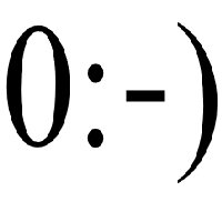 Angel with 0, colon eyes, nose and round bracket mouth Emoticon