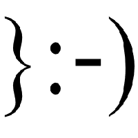 Devil with curly bracket, colon eyes, nose and round bracket mouth Emoticon