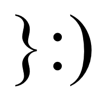 Devil with curly bracket, colon eyes and round bracket mouth Emoticon