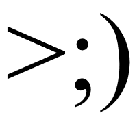 Devil with greater-than sign, semicolon eyes and round bracket mouth Emoticon