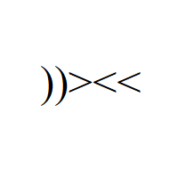 Fish Japanese Emoticon with two round brackets, greater-than sign and two less-than signs