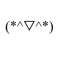 Happy Face with two asterisks, two carets and white down-pointing triangle in round brackets Emoticon
