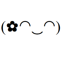 Happy Face with 5 sided flower, arc (geometry) eyes and undertie mouth in round brackets Emoticon