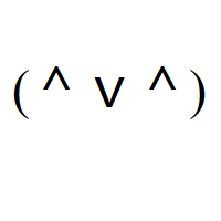 Happy Face with caret eyes and ｖ in round brackets Emoticon