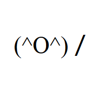 Joyful Face with caret eyes and O nose in round brackets with fullwidth solidus (slash) Emoticon