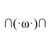 Joyful Face with two intersection symbols outside round bracket, interpunct eyes with Omega nose Emoticon