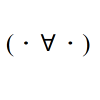 Laughing Japanese Emoticon Face with interpunct eyes and turned A in round brackets