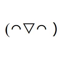 Laughing Japanese Emoticon Face with arc (geometry) eyes and big white down-pointing triangle in round brackets