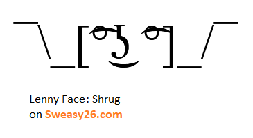 Lenny Face Shrug with square brackets, ligtaure tie, degree symbol, lateral click, undertie, ligtaure tie and degree symbol Emoticon