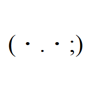 Nervous Face with two interpunct eyes, full stop mouth and semicolon Emoticon