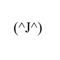 Normal Laughing Face with caret eyes and J mouth in round brackets Emoticon