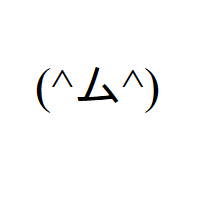 Normal Laughing Face with caret eyes and Japanese Mu (kana) mouth with nose in round brackets Emoticon