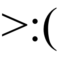 Sad Face with greater-than sign hair and round bracket mouth Emoticon