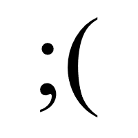 Sad Face with semicolon eyes and round bracket mouth Emoticon