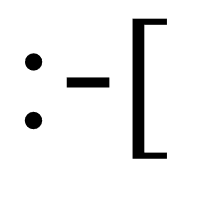Sad Face with nose and square bracket mouth Emoticon