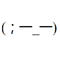 Shame Face with semicolon, two Chinese radical 1 (one, yi) eyes and underscore mouth in round brackets Emoticon