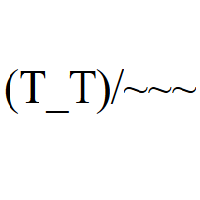 Waving Face with T eyes and underscore mouth in round brackets, slash and three times tilde Emoticon