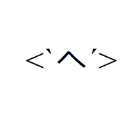 Worried Face with less-than sign, grave accent left eye, Japanese He (kana, in katakana), acute accent right eye and greater-than sign Emoticon
