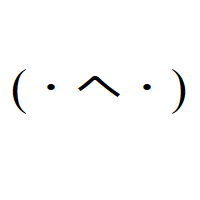 Worried Face with interpunct eyes and Japanese He (kana, in hiragana) in round brackets Emoticon