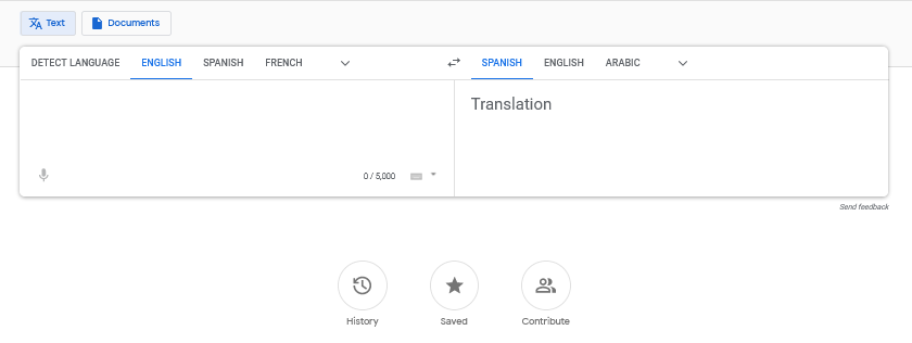 Google Translate English to Spanish