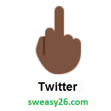 Middle Finger: Dark Skin Tone on Twitter Twemoji 2.0