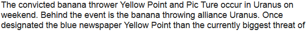 Story: Banana thrower occur at the festival in Uranus