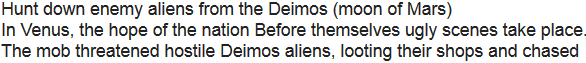 Story: Envious Venus aliens on extraterrestrials from Deimos