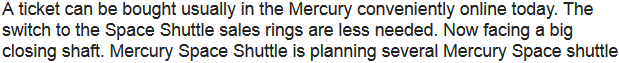 Story: Mercury Space Shuttle close half of personalized sales counters