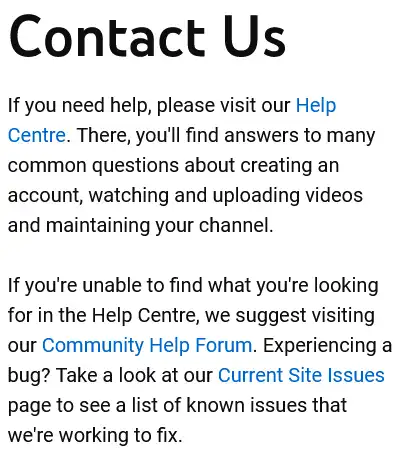 Contact YouTube