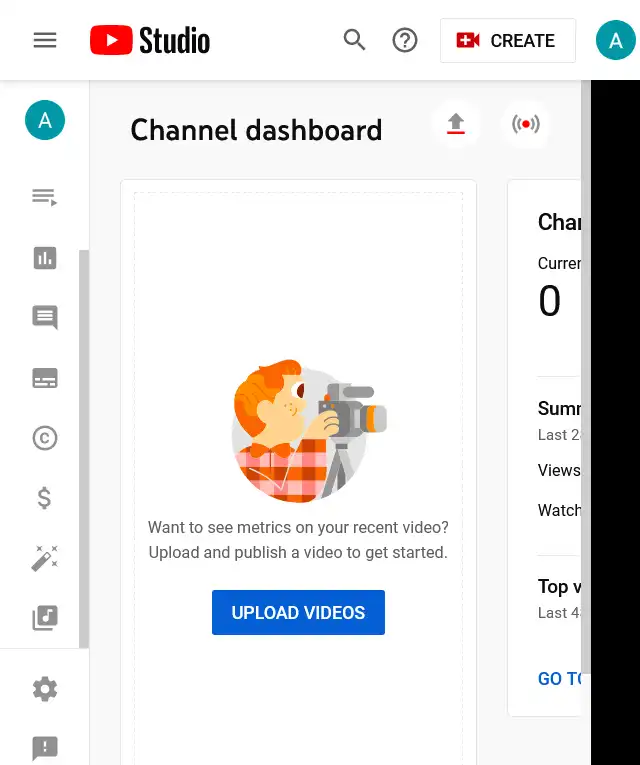 YouTube Studio: Channel dashboard
